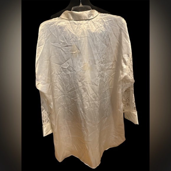 Vintage 1980s Victoria's Secret Ivory Lace Silk Sheer Button Up Bridal Lingerie - Picture 9 of 9